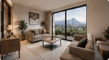 Sala de departamento con vista a la montaña